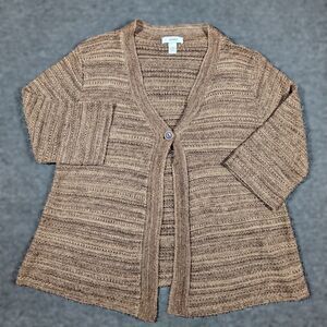 Christopher & Banks Cardigan Metallic Knit Brown Sweater Womens Large